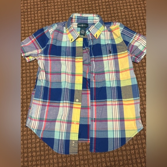 Ralph Lauren Other - Ralph Lauren Blue and Yellow Plaid Shirt Boys sz7 Summer Vacation Wear